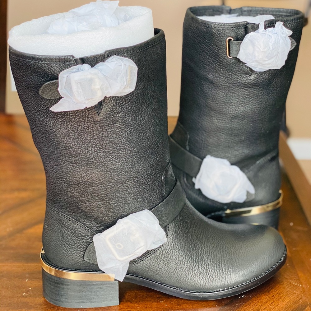 Vince Camuto Windy Buckle Moto Mid-Calf Boots